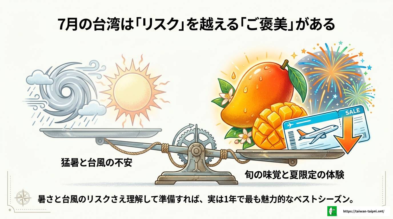台湾7月旅行完全ガイド|気温・服装・台風対策とマンゴー旬情報