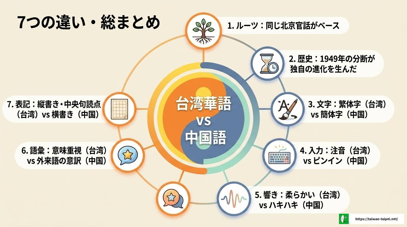 台湾華語と中国語（普通話）の違いを徹底比較！7つの視点で解説