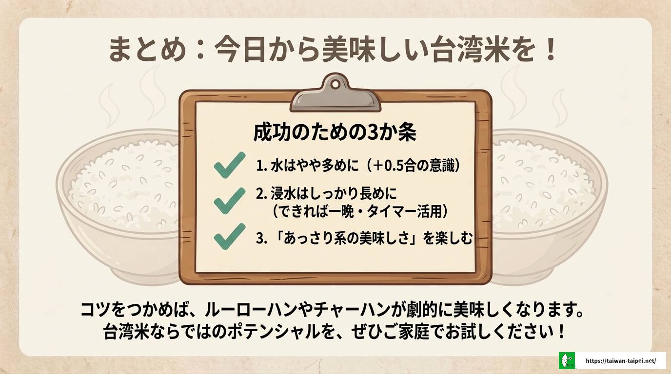 台湾米の炊き方完全ガイド|水加減と浸水時間のコツを徹底解説