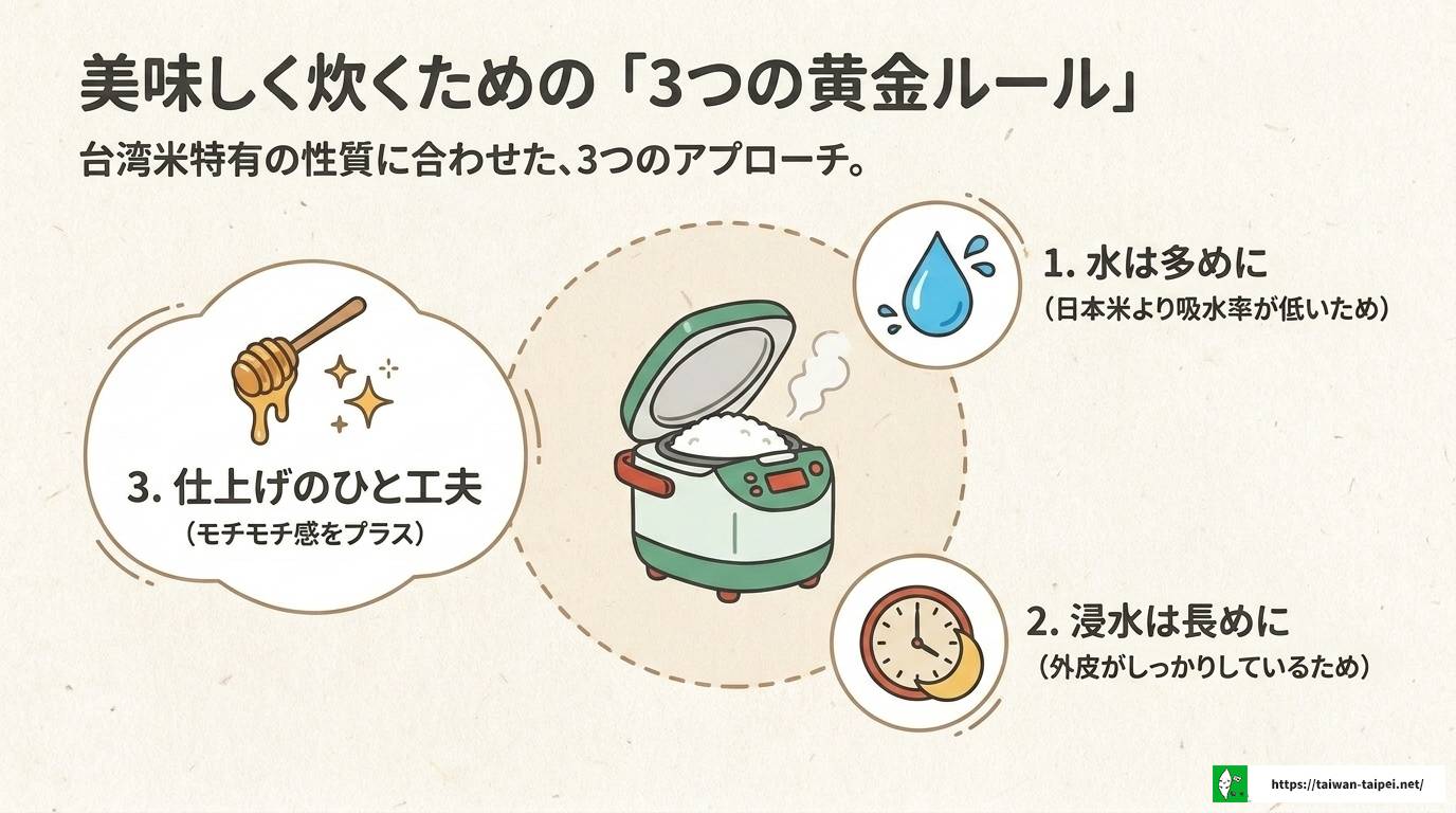 台湾米の炊き方完全ガイド|水加減と浸水時間のコツを徹底解説